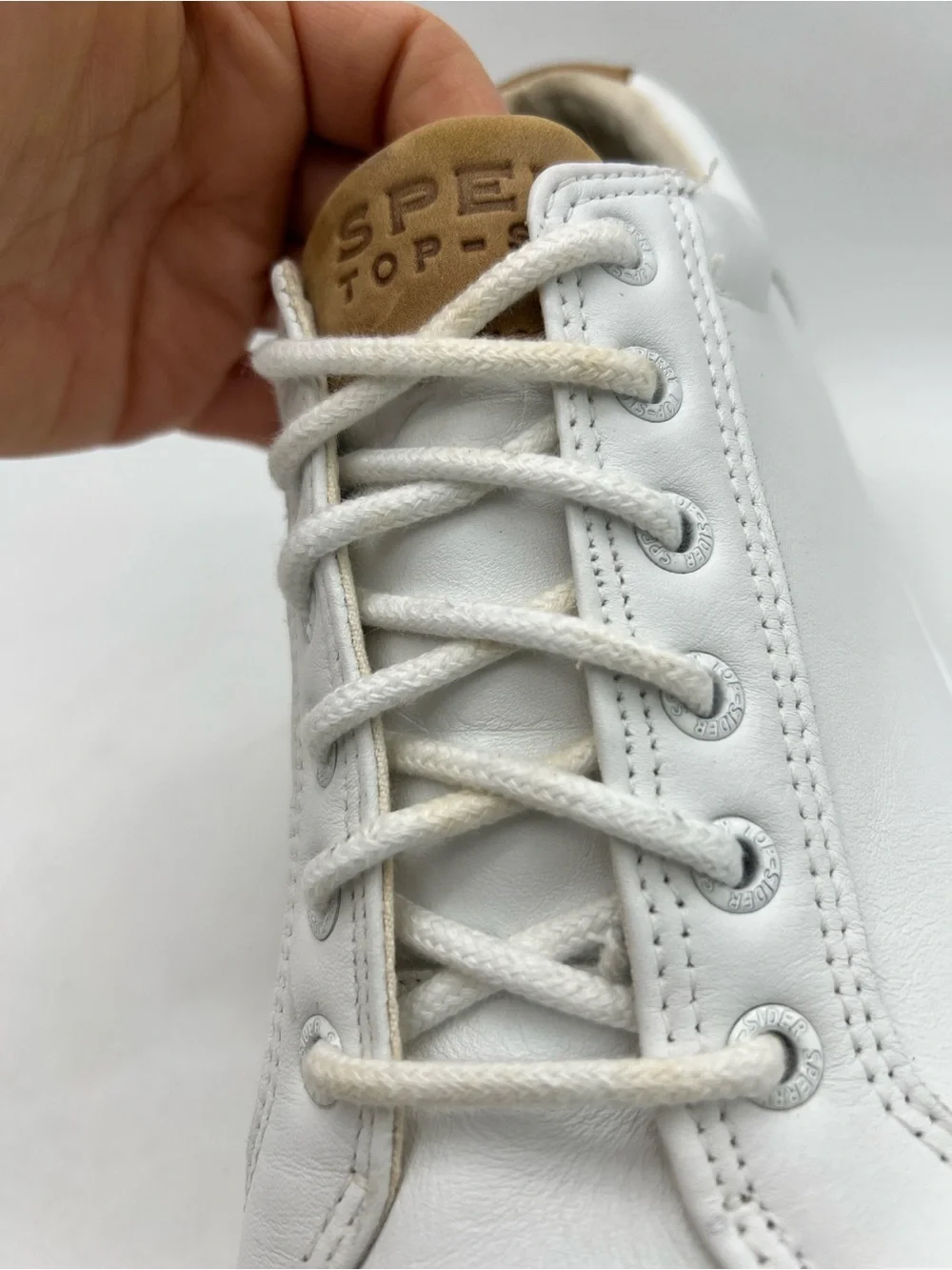 Sperry Top-Sider White Leather Lace-Up Sneakers Men's 11.5 M Casual Shoes